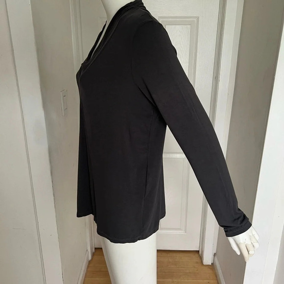 NWT Michael Stars Deep V-Neck Tee Top Oxide Gray One Size Jersey Long Sleeve - Picture 2 of 10